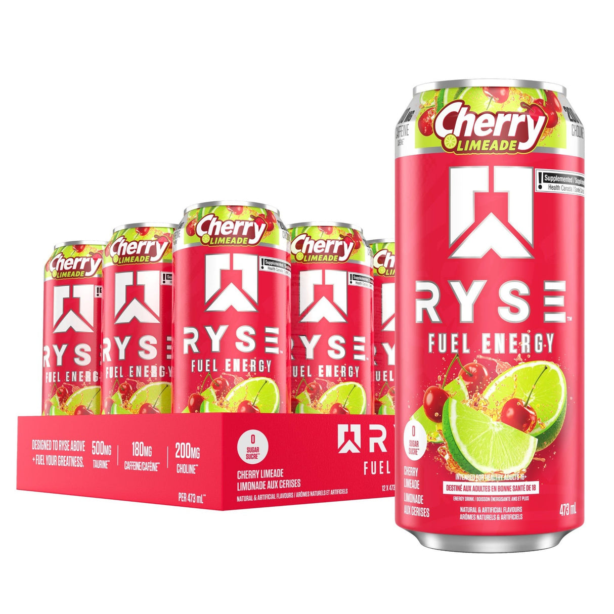 Ryse Fuel Energy Drink Cherry Limeade (Case of 12 x 473ml Cans)
