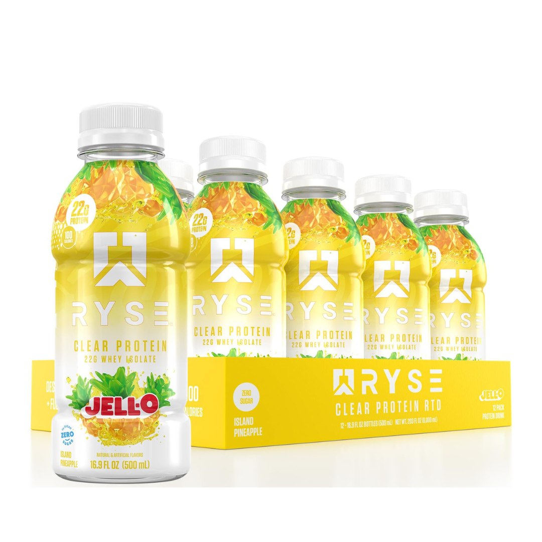 Ryse Clear Whey Isolate Protein Drink - Case of 12 x 500mL - Jell-O Island Punch