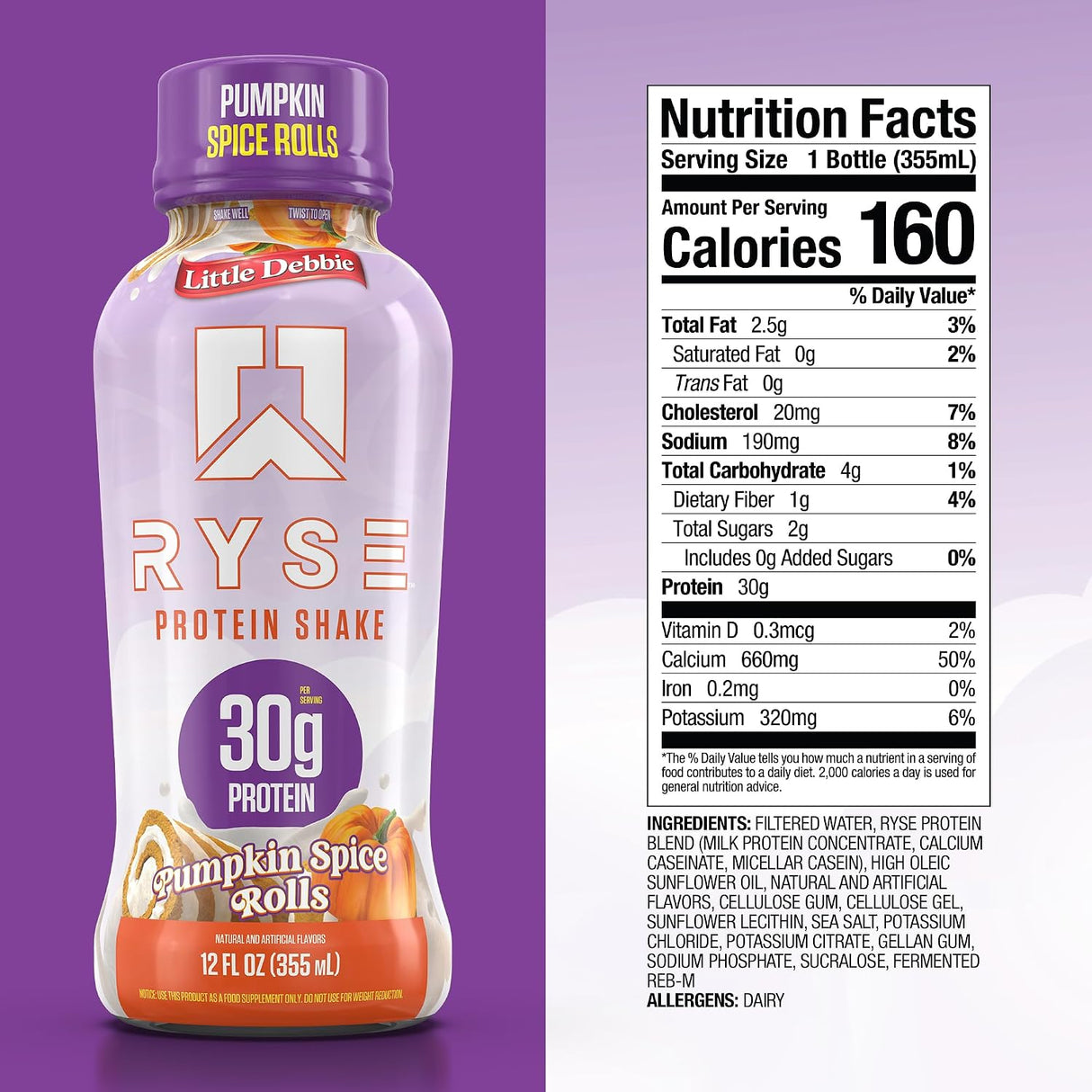 Ryse Loaded Protein Shake RTD Little Debbie Pumpkin Spice Rolls (Case of 12)