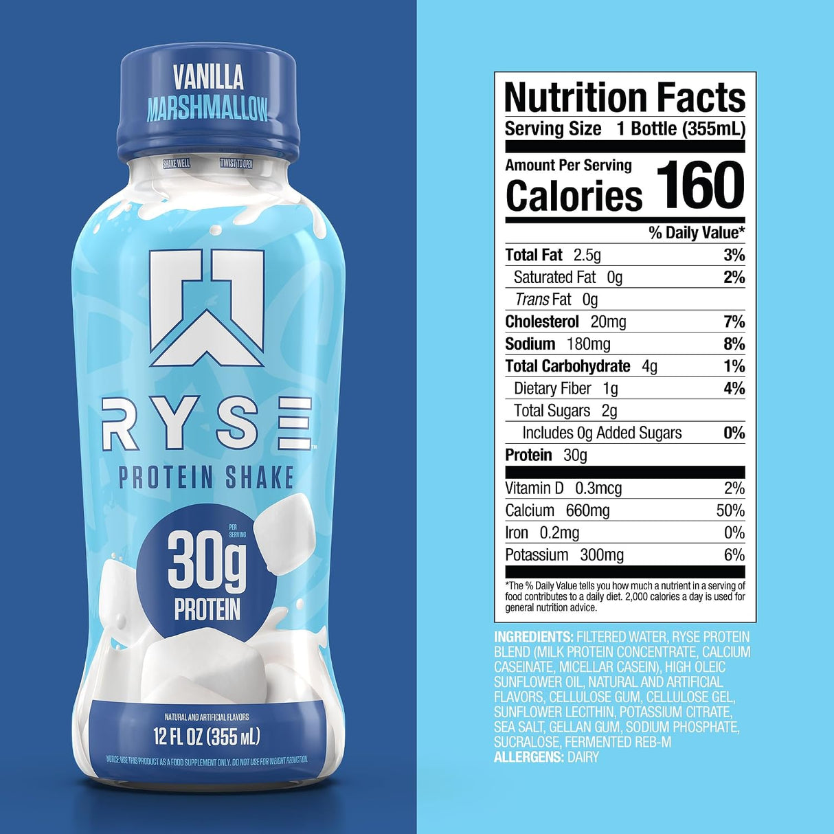 Ryse Loaded Protein Shake RTD Vanilla Marshmallow (Case of 12)