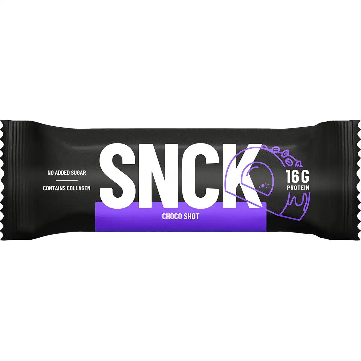 SNCK protein bar packaging Chocolate Shot Choco Shot flavor