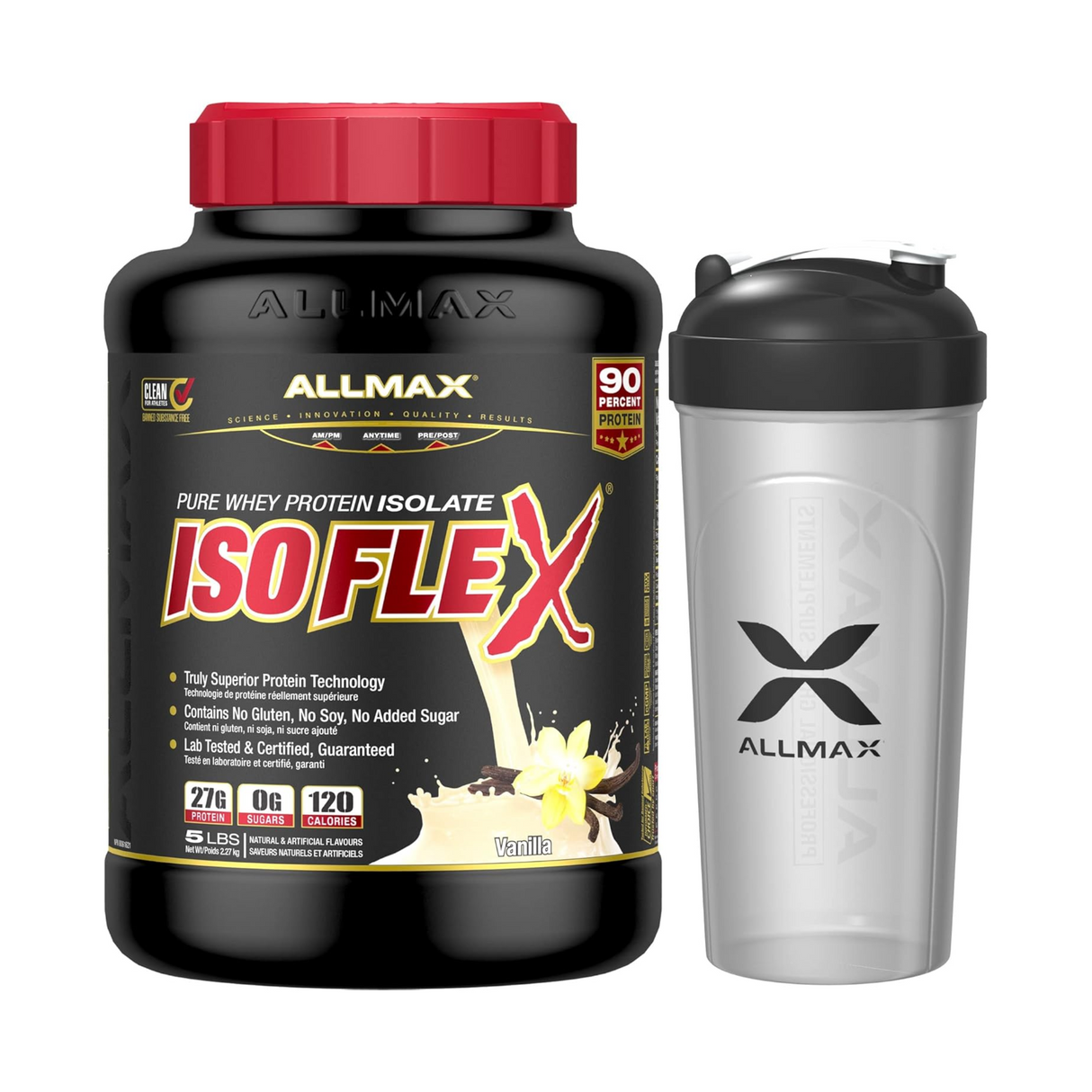 Allmax Isoflex 5lbs Vanilla Protein with Shaker Cup