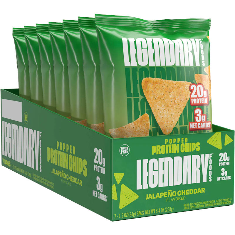 Legendary Foods Protein Chips (Box of 7 Bags) 34g Each - Jalapeno Cheddar
