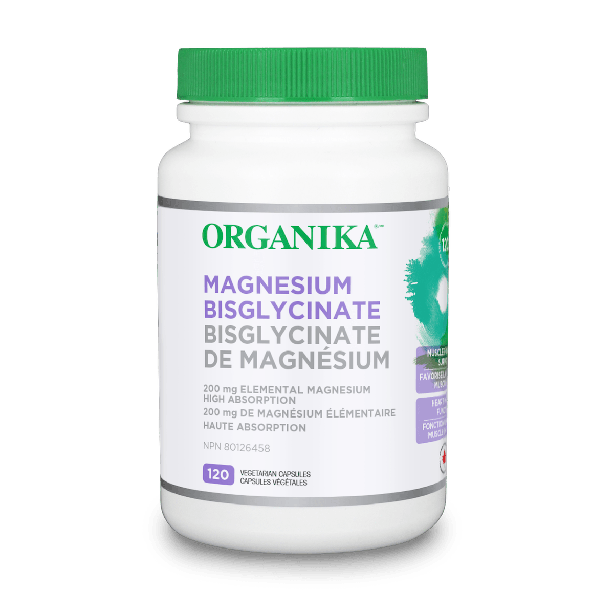 Organika Magnesium Bisglycinate 120 Vegetarian Capsules