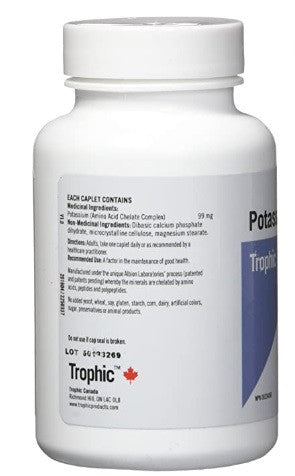 Trophic Potassium Chelazome 90 Capsules Supplement Facts