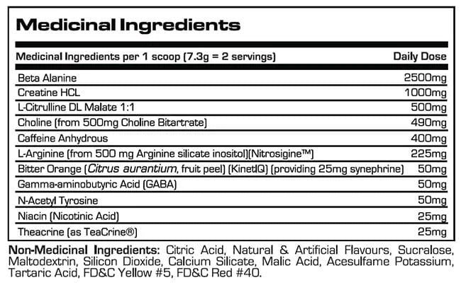 prosupps mr hyde nitro x 60 serving peachy oh medicinal ingredient label nutrition facts