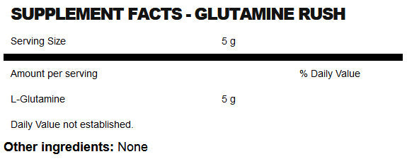BioX Glutamine Rush Supplement Facts