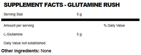 BioX Glutamine Rush Supplement Facts