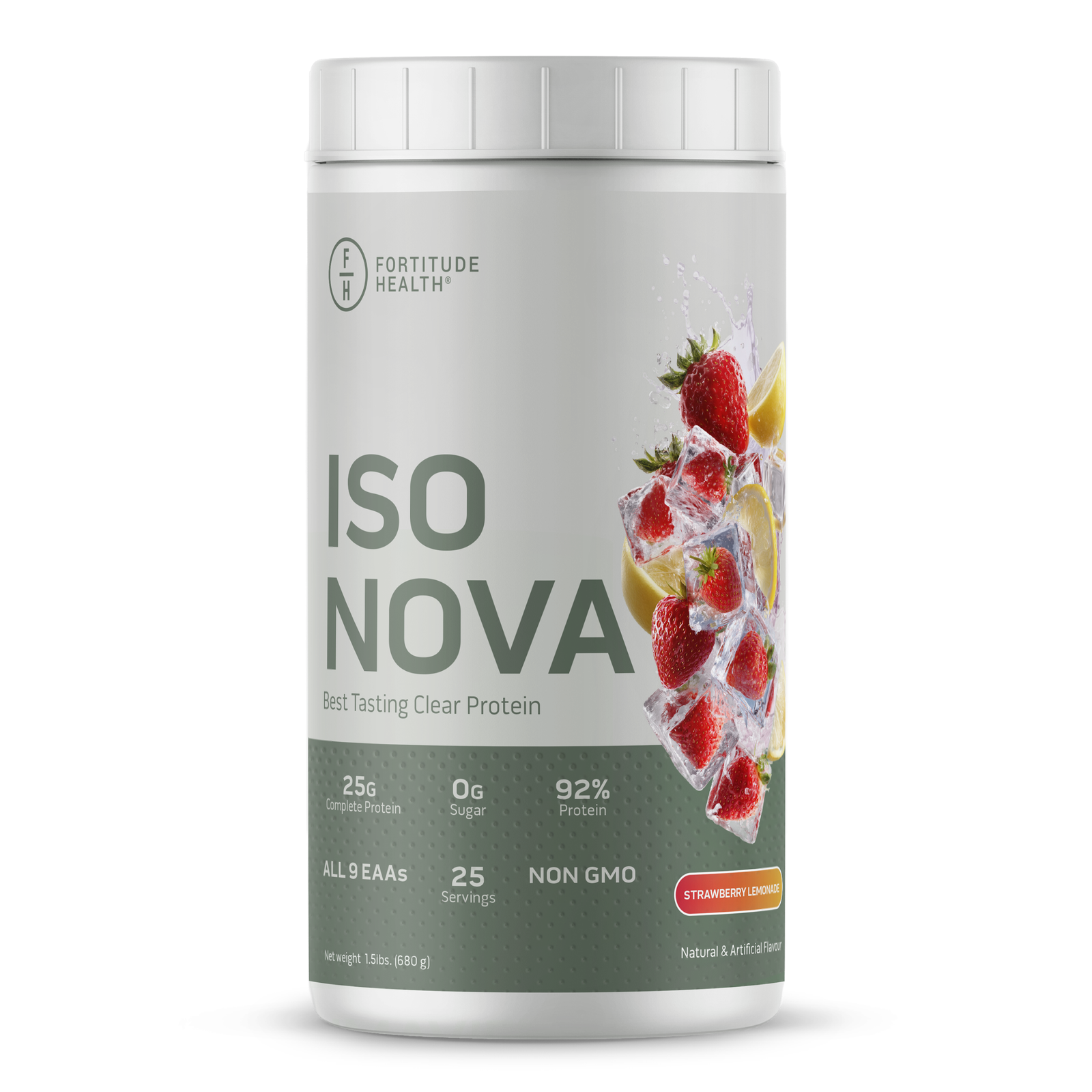 Fortitude Health Iso Nova Clear Vegan Protein 1.5LB Strawberry Lemonade - now available at Fuel Supplements Canada