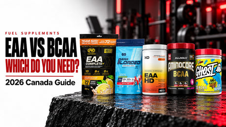 EAA vs BCAA 2026 Canada guide: PVL EAA Complete+, Limitless Pharma EAA Loaded, HD Muscle EaaHD, Allmax Aminocore BCAA and Ghost BCAA