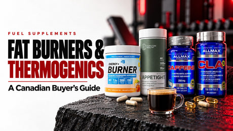 Fat burners and thermogenics in Canada buyer's guide: Believe Energy Burner, Fortitude Health Appetight, Allmax Caffeine and Allmax CLA 95