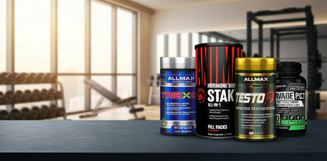 Testosterone booster supplements ALLMAX TribX90, Animal Stak Hormone Booster, Testo FX and Savage Line Labs PCT - Men's Health Collection at Fuel Supplements Canada