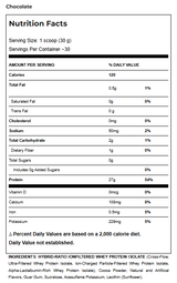Allmax Isoflex 2lbs — Chocolate — ingredients label and nutrition facts panel