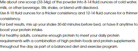 ON Gold Standard 100% Casein 4lbs — ingredients label and nutrition facts panel