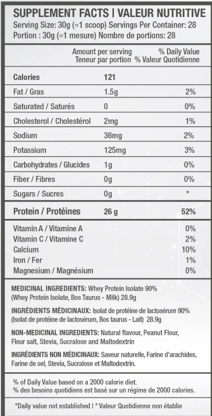 Beyond Yourself Isolate Protein 5lbs — Vanilla — ingredients label and nutrition facts panel