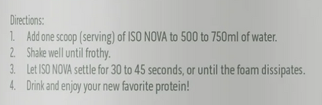 Fortitude Health Iso Nova Clear Vegan Protein 1.5LB — ingredients label and nutrition facts panel
