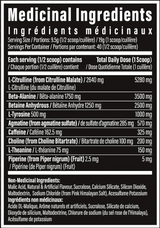 TC Nutrition Batch 27 Pre-Workout Formula 40 Servings — Blue Slushie — ingredients label and nutrition facts panel
