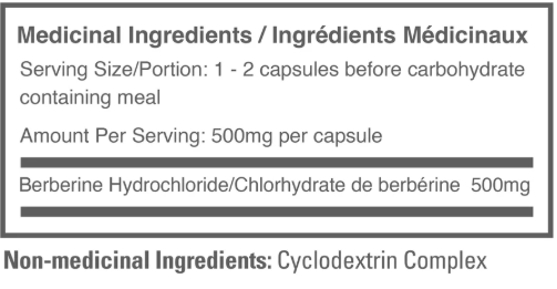 Ballistic Labs Berberine Supercyclo 90 Capsules — ingredients label and nutrition facts panel