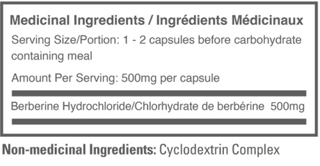 Ballistic Labs Berberine Supercyclo 90 Capsules — ingredients label and nutrition facts panel