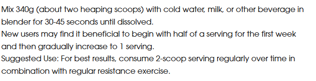 ON Serious Mass 12LB — ingredients label and nutrition facts panel