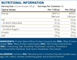 Applied Nutrition Critical Whey Protein 2kg — Chocolate Milkshake — ingredients label and nutrition facts panel