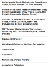 Basic Supplements Mass Gainer 15LB — Chocolate — ingredients label and nutrition facts panel