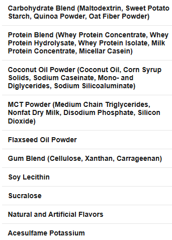 Basic Supplements Mass Gainer 15LB — Chocolate — ingredients label and nutrition facts panel