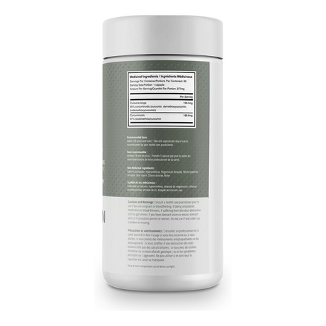 Fortitude Health Curcumin Pro 60 capsules — ingredients label and nutrition facts panel