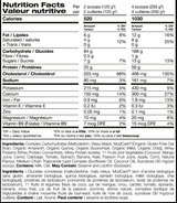 Perfect Sports Hulk Mass Gainer 3LB — Banana — ingredients label and nutrition facts panel