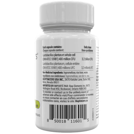 BIOptimizer P3-OM Probiotic 60 Capsules — ingredients label and nutrition facts panel