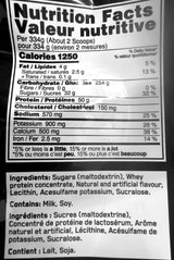 ON Serious Mass 12LB — ingredients label and nutrition facts panel