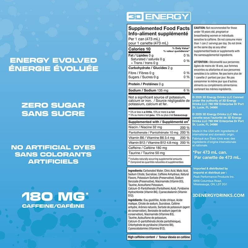 3D Energy Drink Blueberry Mist (Case of 12)