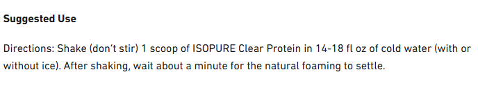 Isopure Clear Isolate Low Carb Protein 36 Servings — Pineapple Orange Banana — ingredients label and nutrition facts panel