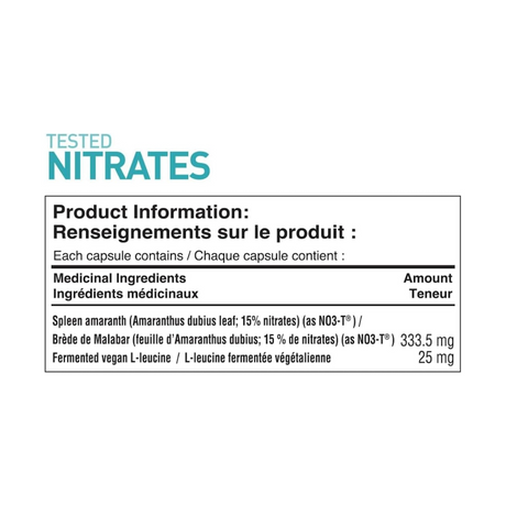 Tested Nutrition Tested Nitrates 240 Capsules — ingredients label and nutrition facts panel