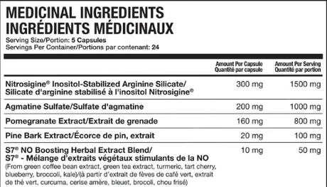 Magnum Heat Accelerated 120 Caps — ingredients label and nutrition facts panel