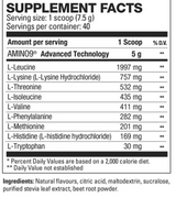 HD Muscle EaaHD 40 Servings — Strawberry Kiwi — ingredients label and nutrition facts panel