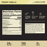 ON Gold Standard 2lbs Plant Protein — Vanilla — ingredients label and nutrition facts panel