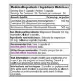 Alora Naturals Coenzyme Q10 + Nicotinamide Riboside — ingredients label and nutrition facts panel
