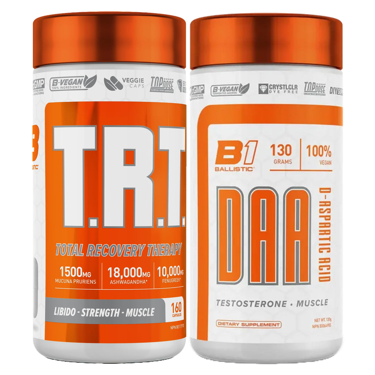 Ballistic Performance Bundle (TRT 160 Capsules + D-Aspartic Acid 130 Grams)