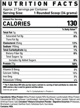 Ghost Whey Protein 2lbs 26 Servings — Cinnabon — ingredients label and nutrition facts panel