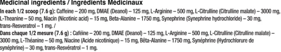 Limitless Pharma BLOW Pre-Workout 50 Servings — Blue Raspberry — ingredients label and nutrition facts panel