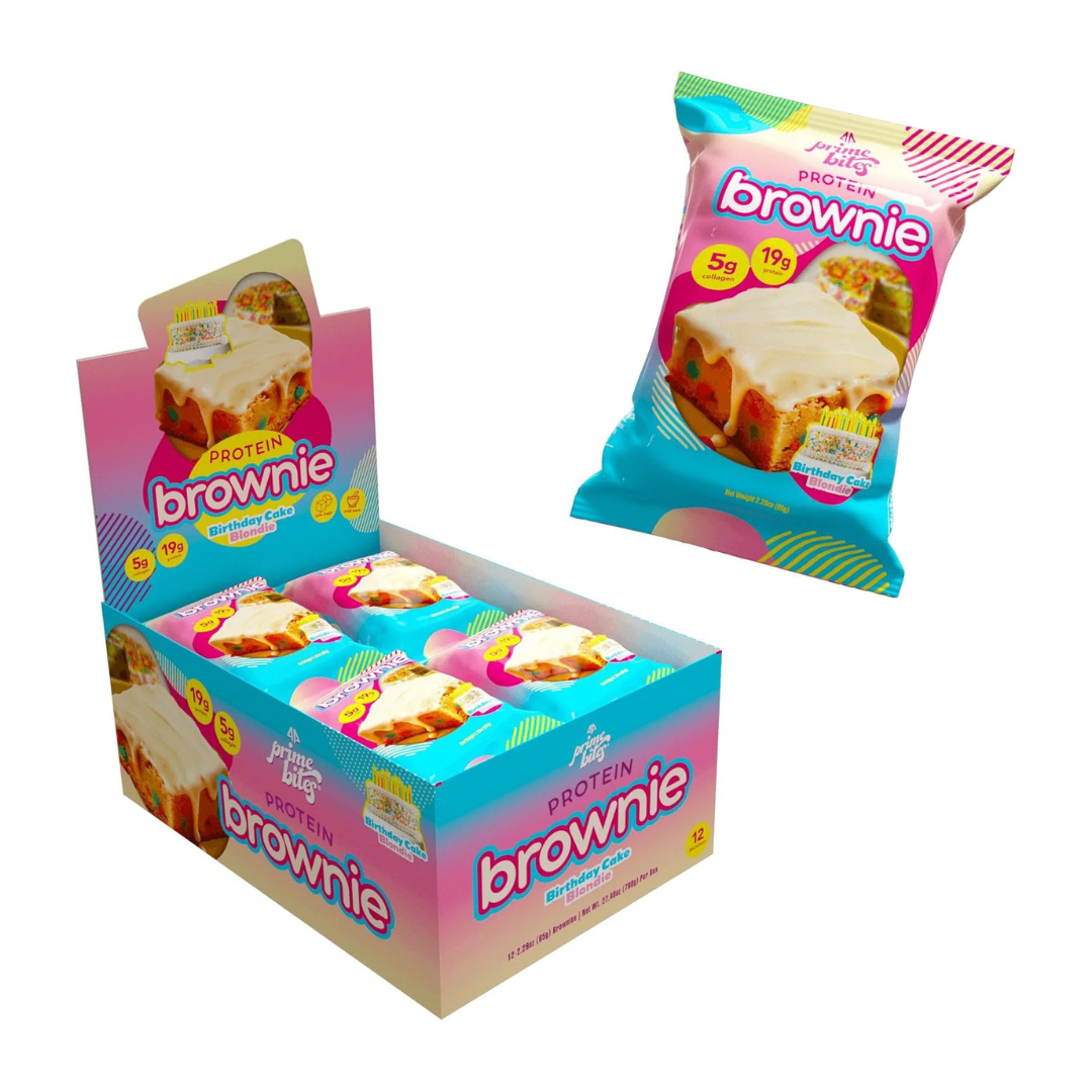 AP Prime Bites Protein Brownie (Box of 12) - Birthday Cake Blondie