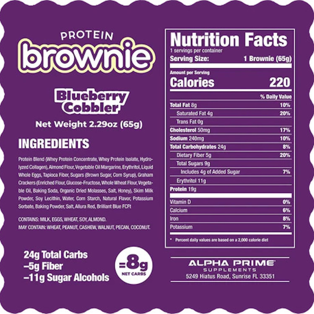 AP Prime Bites Protein Brownies (Box of 12) - Blueberry Cobbler