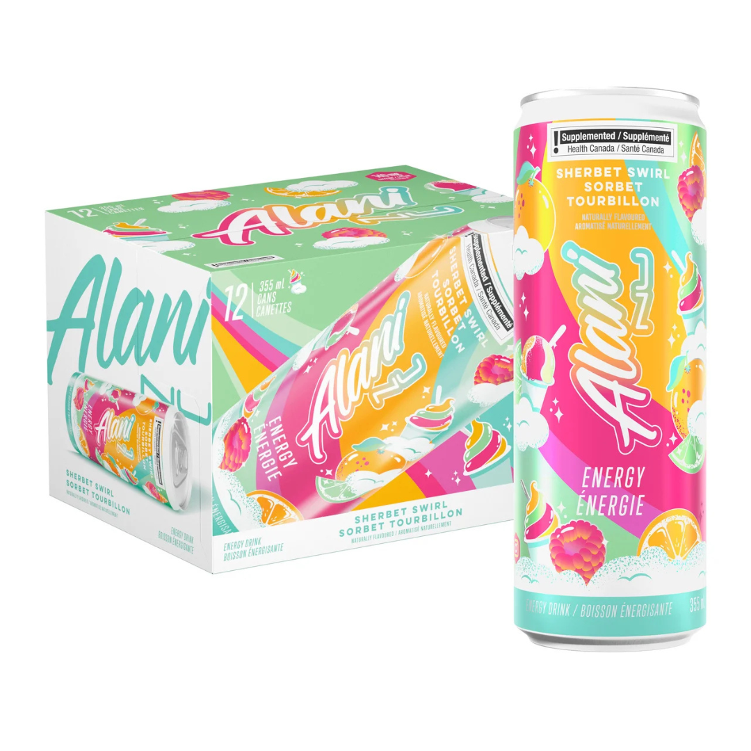 AlaniNu Energy Drink Sherbert Swirl (Case of 12 x 355ml Cans)