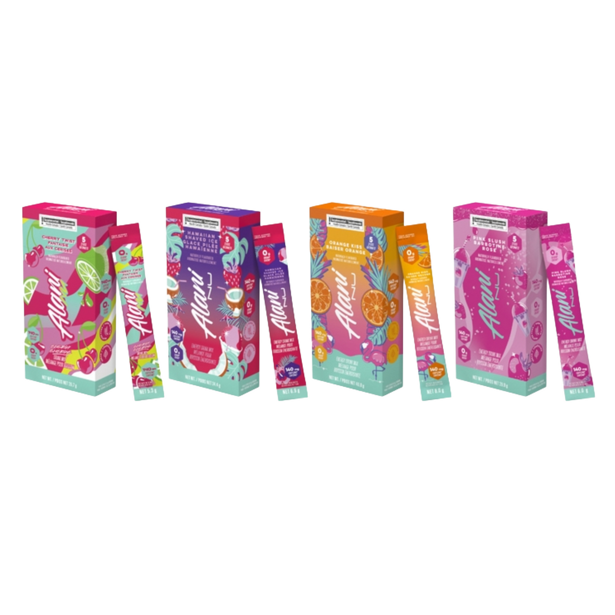 Alani Nu Energy Sticks Variety Pack (Cherry Twist, Hawaiian Shaved Ice, Orange Kiss, Pink Slush)