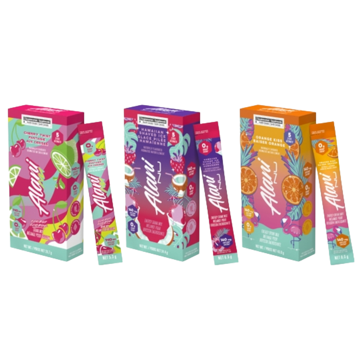 AlaniNu Alani Nu Alani Nutrition Energy Sticks Variety pack of 3 flavors Cherry twist Hawaiian Shaved Ice & Orange Kiss
