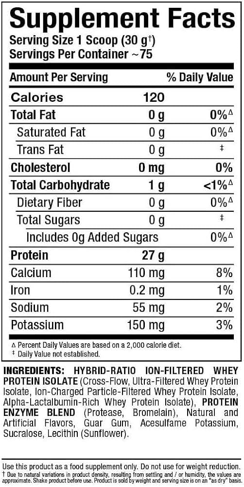 Allmax Isoflex 5lbs Whey Protein Isolate Nutrition Facts Supplement Ingredients list Label