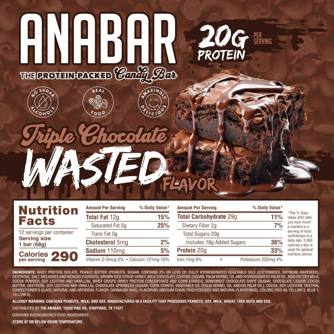 Anabar Whole Food Performance Bar 65g (Box of 12) - Triple Chocolate Wasted