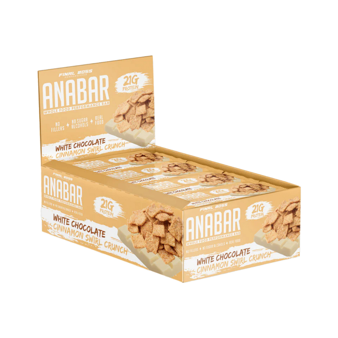 Anabar Whole Food Performance Bar 65g  (Box of 12) - White Chocolate Cinnamon Swirl Crunch