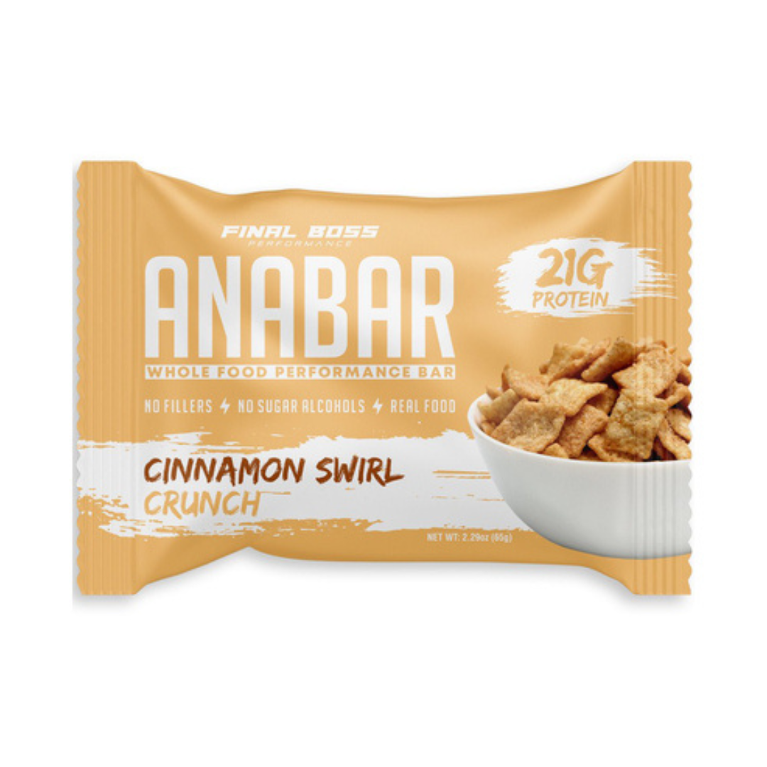 Anabar Whole Food Performance Bar 65g  (Box of 12) - White Chocolate Cinnamon Swirl Crunch